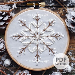 Winter Snowflake Hand Embroidery Pattern, Christmas Embroidery Pattern, Snowflake Design, Hand Embroidery Pattern PDF, Winter Pattern