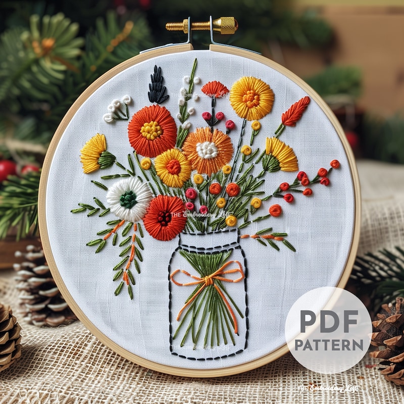 Wildflower Embroidery Pattern Etsy