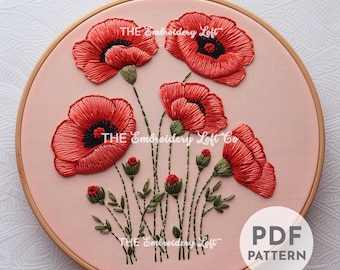 ライラックの枝の手刺繍パターン、紫のライラックの花、ピンクの