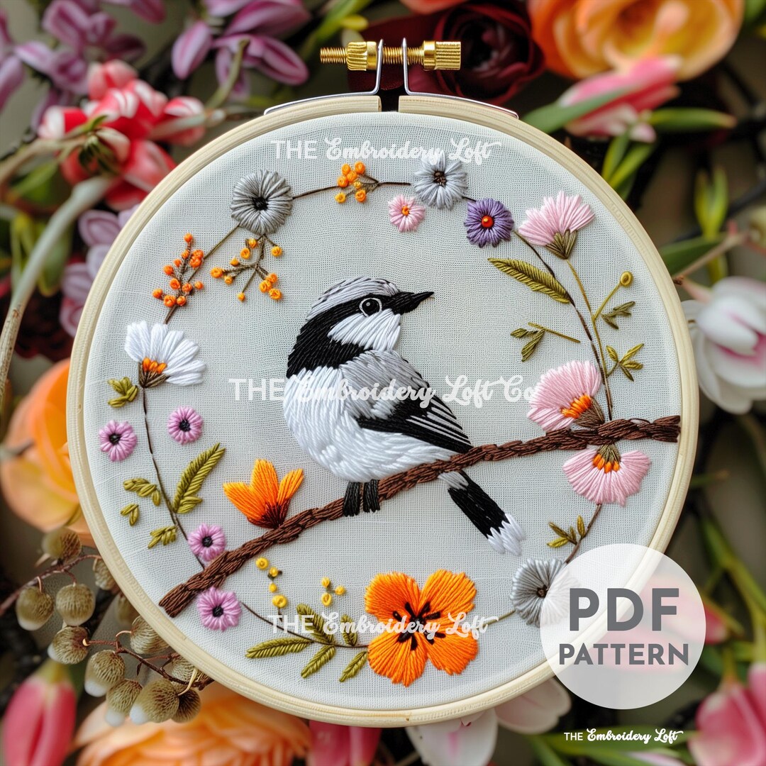 Gray Jay Hand Embroidery Pattern, Gift for Bird Lovers, Bluejay Pattern ...