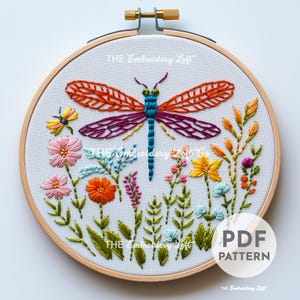 Dragonfly Hand Embroidery Pattern, Dragonfly Pattern, Dragonfly Embroidery Design, Spring Embroidery, Hand Embroidery Pattern PDF, Beginner