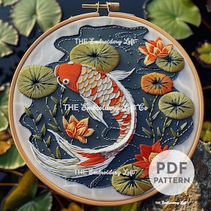 Koi Fish Hand Embroidery Pattern, Fish Pattern, Japanese Embroidery ...