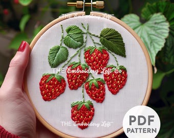 Sweet Strawberries Hand Embroidery Pattern, Strawberries Pattern, Strawberries, Hand Embroidery, Hand Embroidery PDF, Beginner, DIY