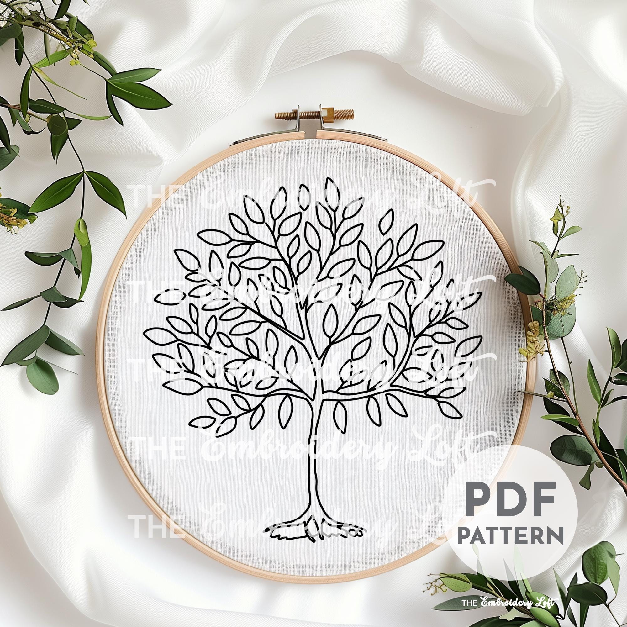 Olive Tree Hand Embroidery Pattern, Tree Embroidery, Forest, Garden ...