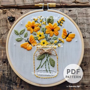 Butterflies and Wildflowers Hand Embroidery Pattern, Wildflowers Embroidery Pattern, Butterfly Pattern, Hand Embroidery Pattern PDF