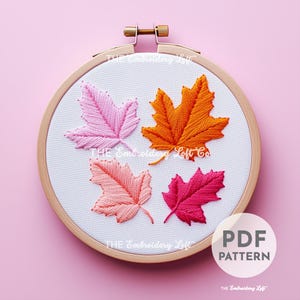 Retro Ahorn Blätter Handstickerei Muster, Herbst Blätter Design, Retro Herbst Design, Blumenmuster, Handstickerei Muster PDF, Anfänger