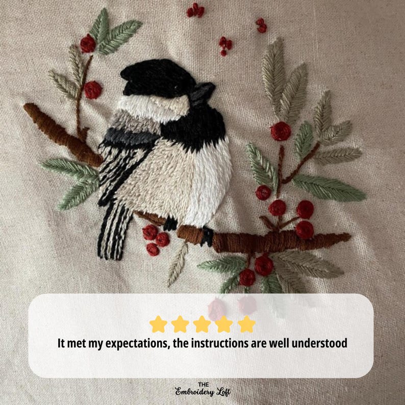 Christmas Chickadee Hand Embroidery Pattern, Gift for Bird Lovers ...