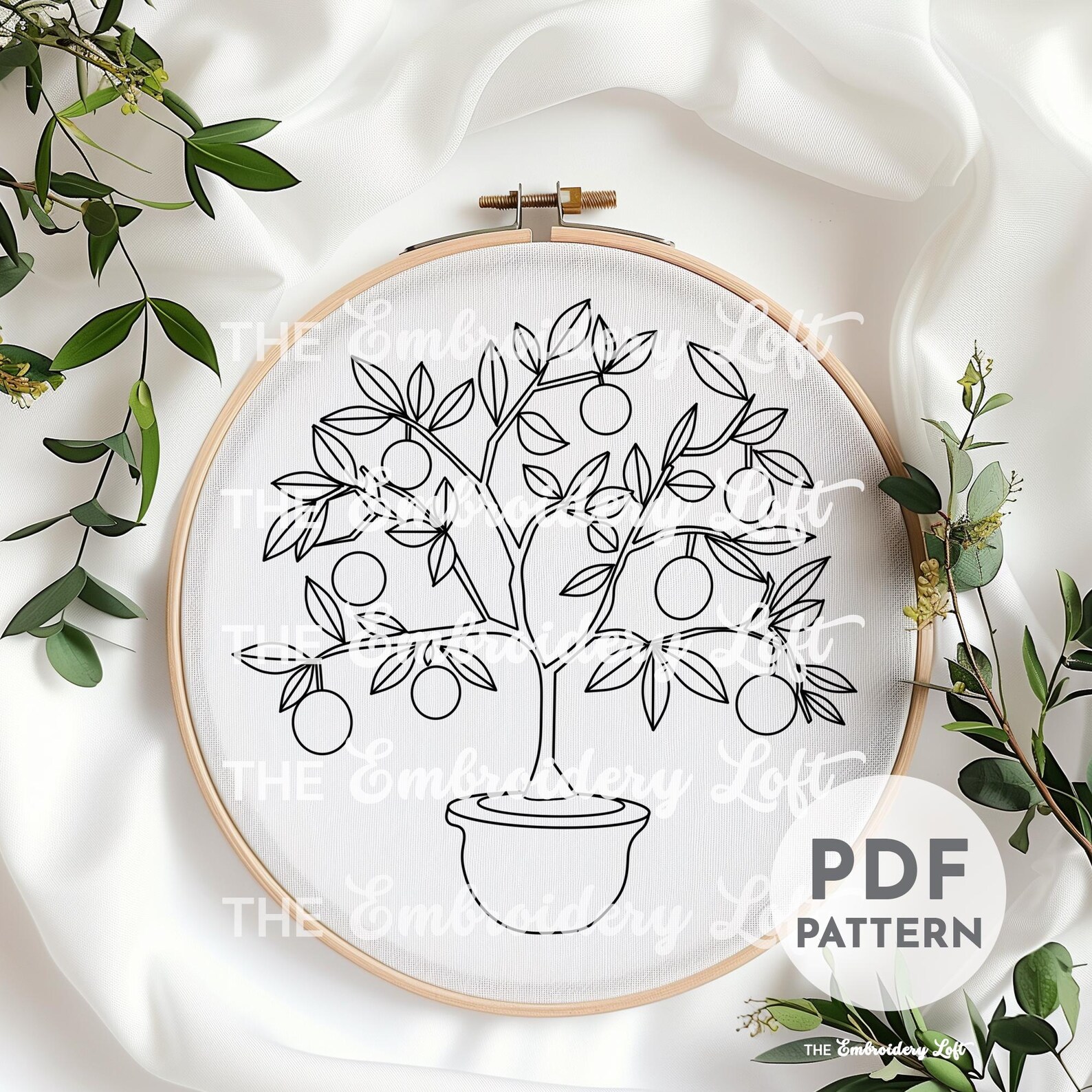 Orange Tree Hand Embroidery Pattern, Orange Tree Design, Orange Tree ...