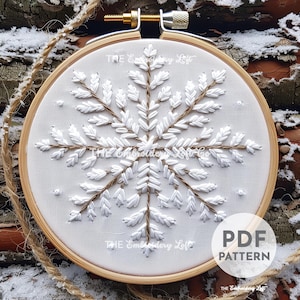 Winter Snowflake Hand Embroidery Pattern, Christmas Embroidery Pattern, Snowflake Design, Winter Pattern, Hand Embroidery Pattern PDF