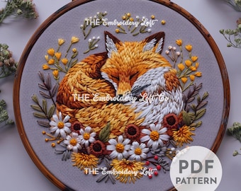 Woodland Fox Hand Embroidery Pattern, Fox Pattern, Woodland Animal, Hand Embroidery, Hand Embroidery PDF, Woodland Embroidery