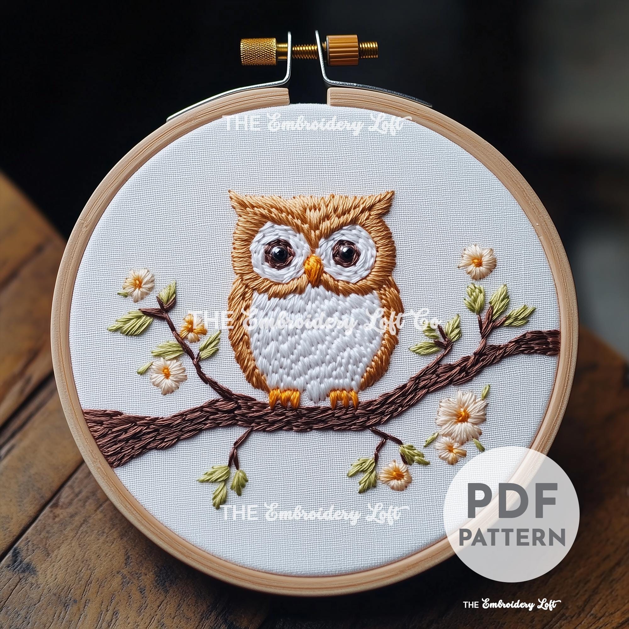 Owl Hand Embroidery Pattern, Owl Embroidery, Owl Pattern, Wise Owl Design, Forest Animal Embroidery,