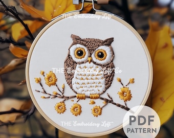 Owl Hand Embroidery Pattern, Owl Pattern, Owl Embroidery, Wise Owl Design, Forest Animal Embroidery, Hand Embroidery Pattern PDF, Beginner