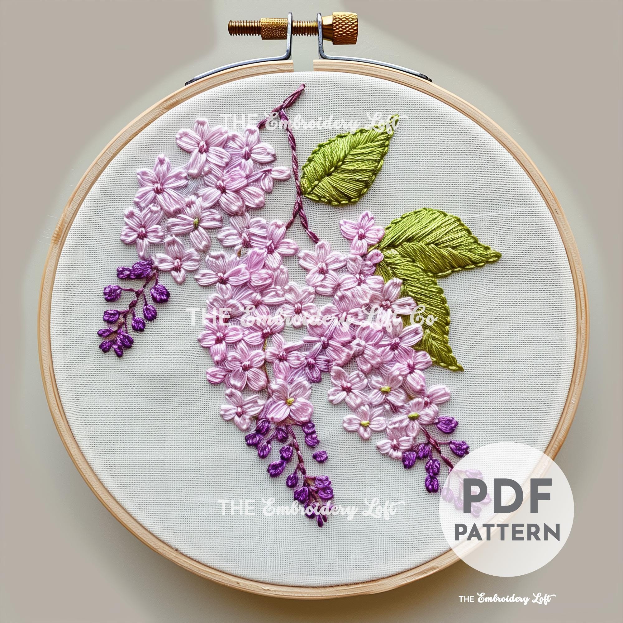 Lilac Branch Hand Embroidery Pattern, Purple Lilac Flowers, Pink Lilac Flowers, Lilac Hand Embroidery Pattern, Hand Embroidery Pattern PDF
