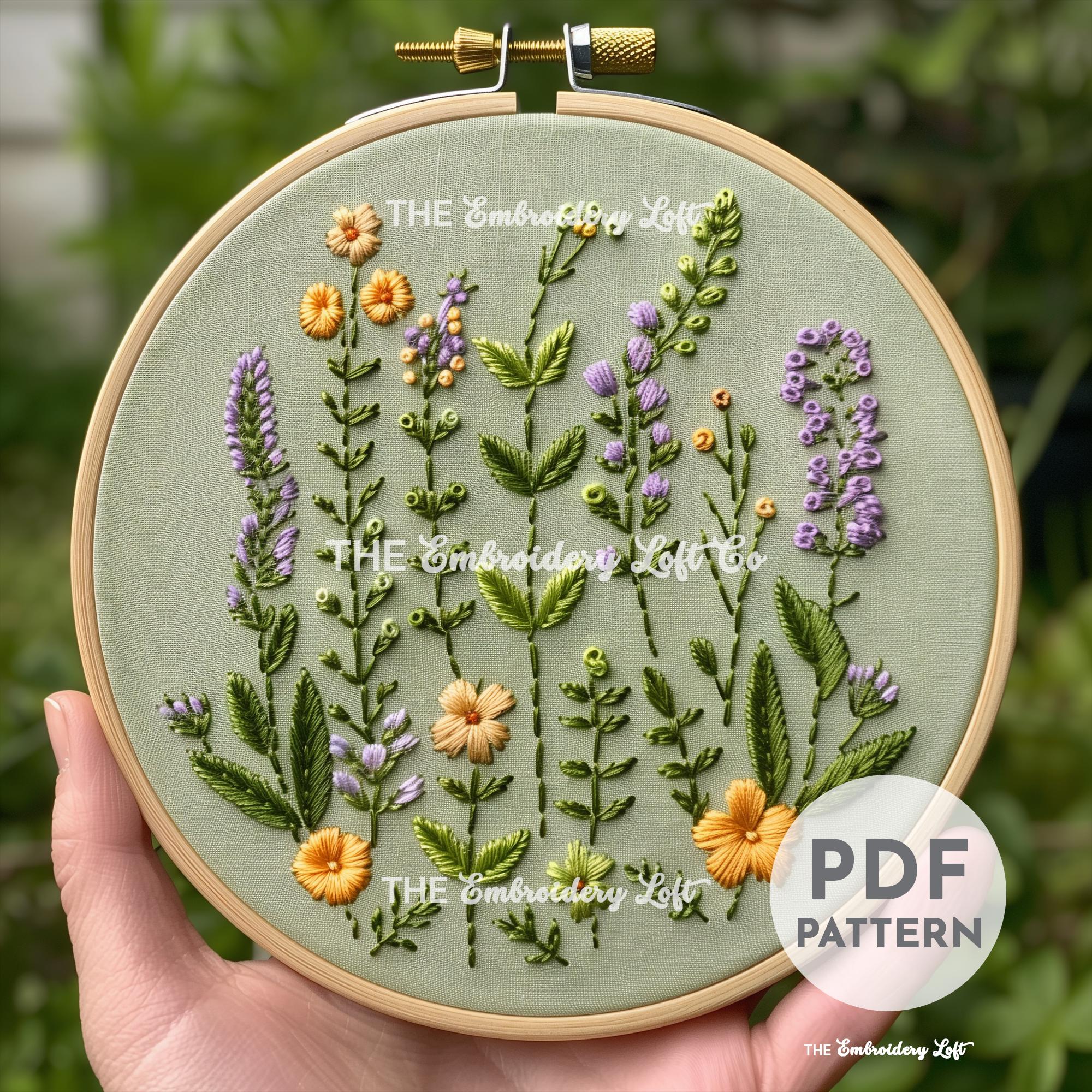 Meadow of Wildflowers Hand Embroidery Pattern, Wildflowers Pattern ...