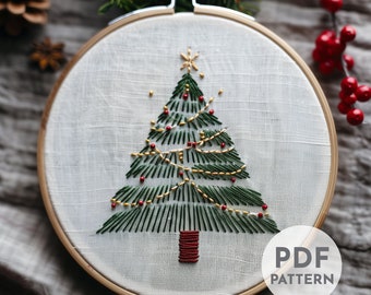 Minimalistic Christmas Tree Hand Embroidery Pattern, Christmas Embroidery Pattern, Christmas Trees, Hand Embroidery, Hand Embroidery PDF