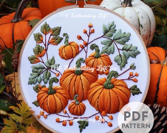 Pumpkin Patch Hand Embroidery Pattern, Pumpkin Pattern, Autumn Pattern, Autumn Decor, Hand Embroidery, Hand Embroidery PDF, Beginner, DIY