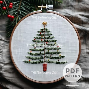 Christmas Tree Hand Embroidery Pattern, Beginner Embroidery, Christmas Embroidery Pattern, Hand Embroidery Pattern PDF