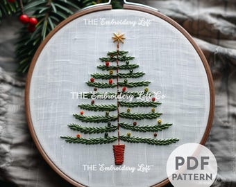 Christmas Tree Hand Embroidery Pattern, Beginner Embroidery, Christmas Embroidery Pattern, Hand Embroidery Pattern PDF