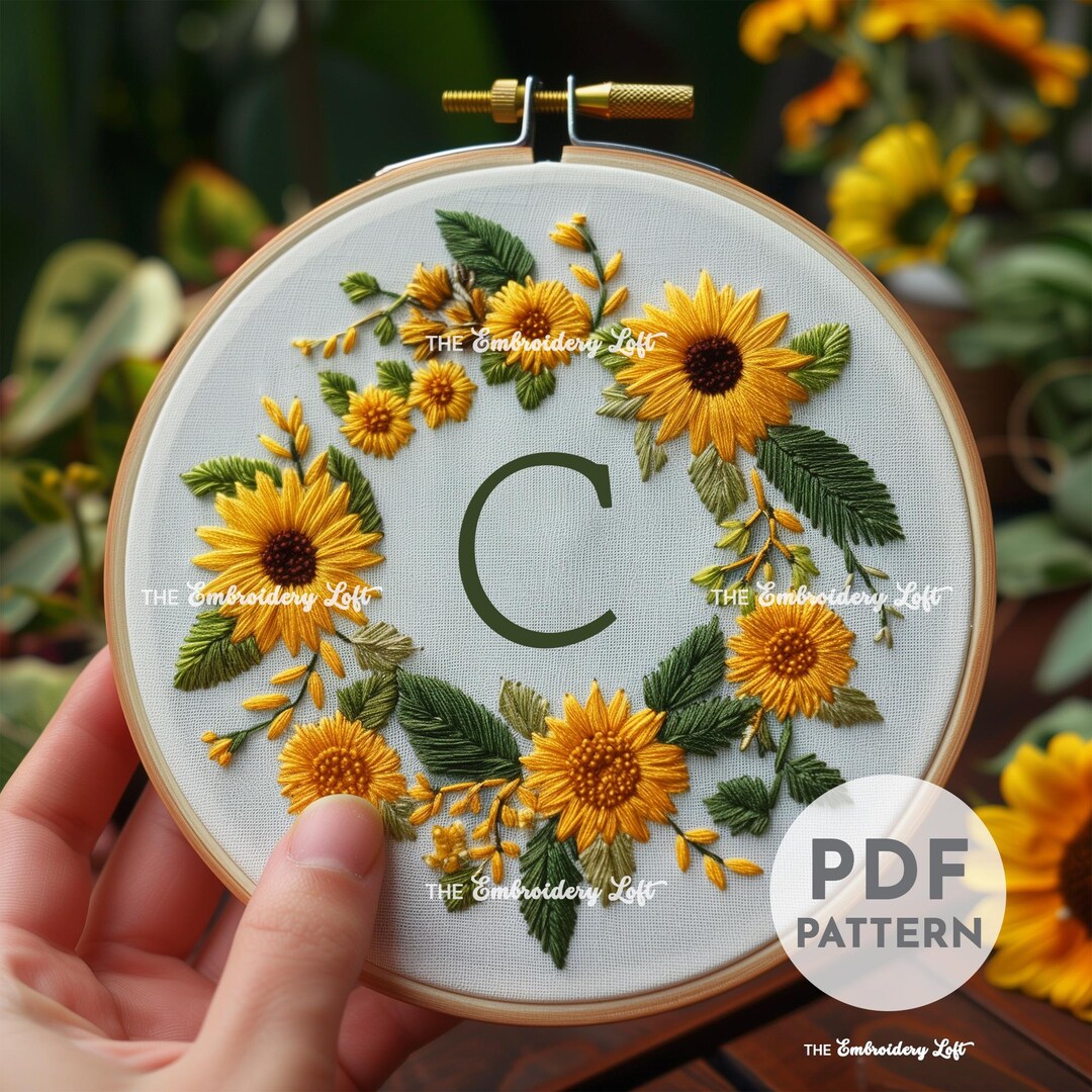 Letter C Embroidery, Mother's Day Gift, Personalized Initial Embroidery ...