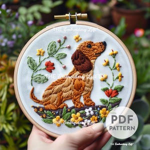 パグの手刺繍パターン、パグ愛好家へのギフト、犬の刺繍、ペットの刺繍
