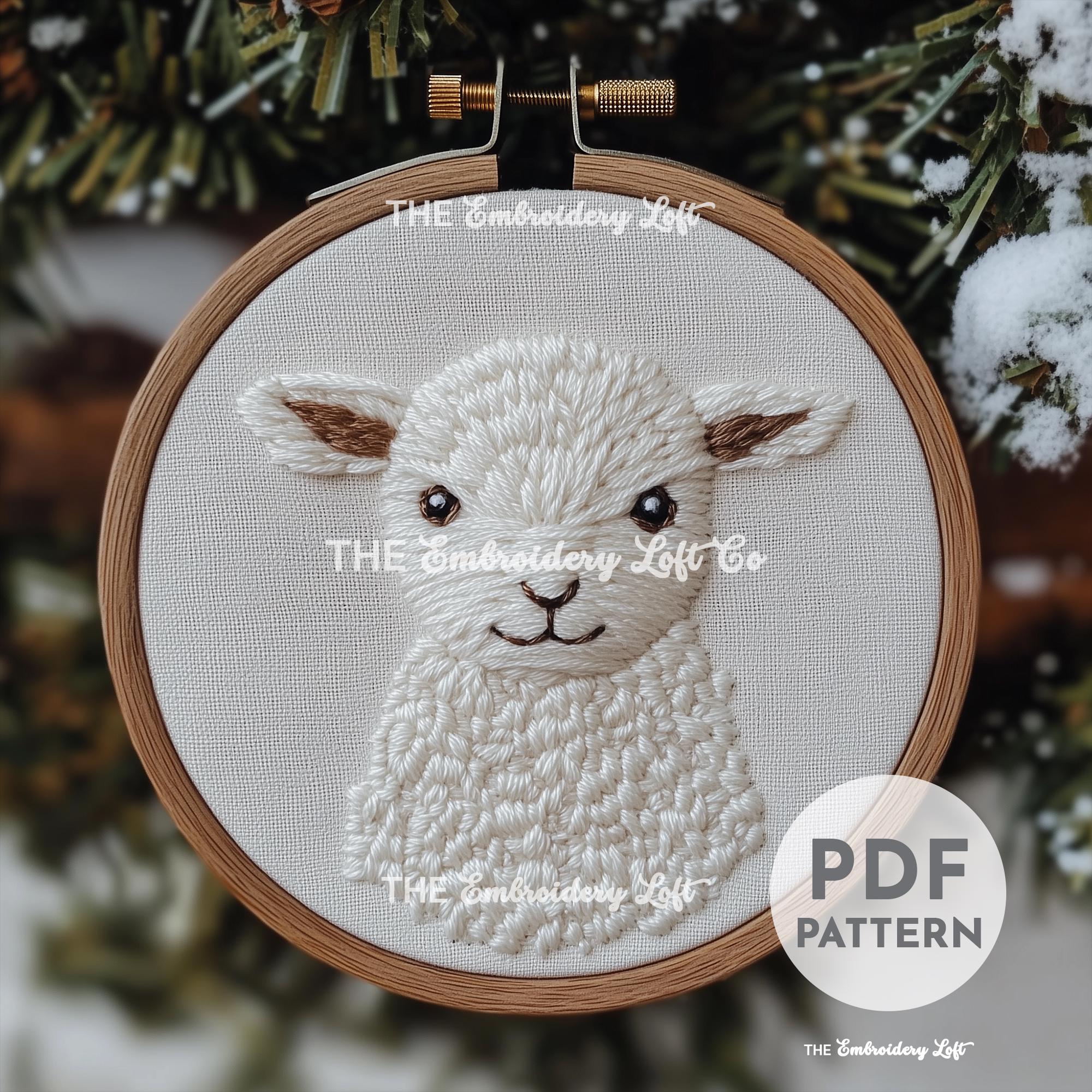 Winter Lamb Hand Embroidery Pattern, Embroidery Pattern for