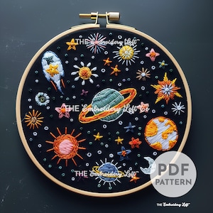 【amour様】planet3rd hand embroidery best Space #4 Embroidery Hoop Art With Planets, the Moon and a