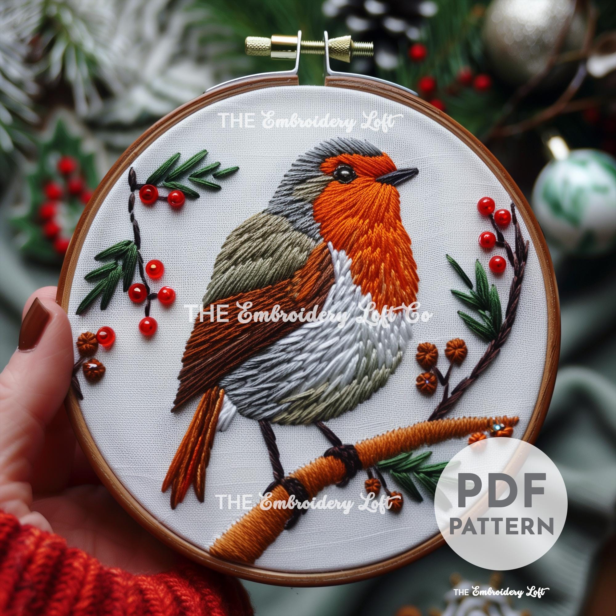 Winter Robin Hand Embroidery Pattern, Christmas Robin, Robin Design ...