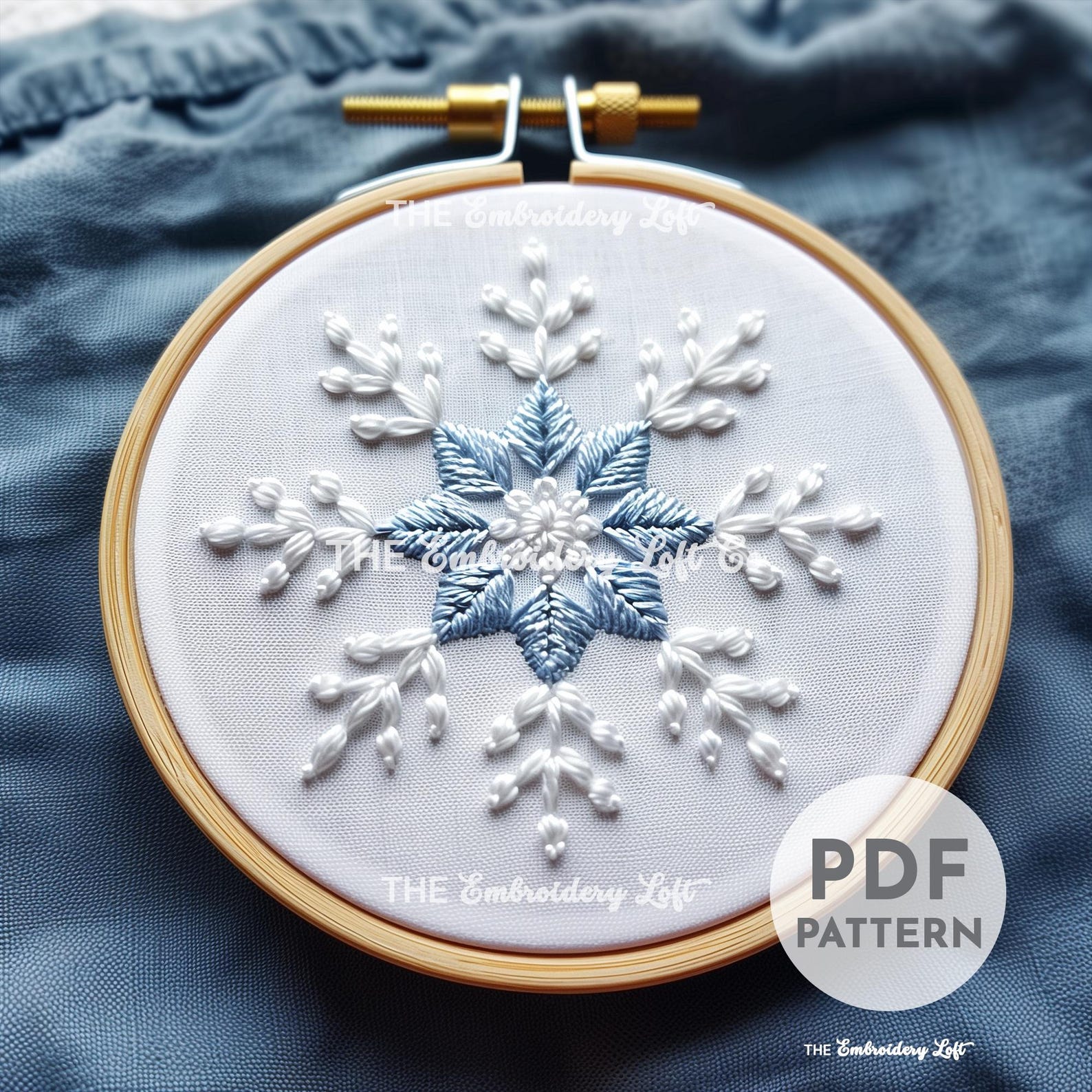 Blue Snowflake Hand Embroidery Pattern, Frosty Pattern, Christmas ...