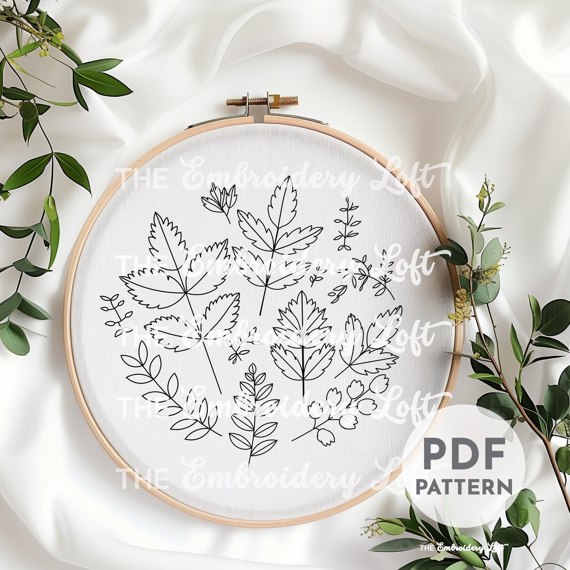 Autumn Leaves Hand Embroidery Pattern, Fall Leaves, Autumn Embroidery ...