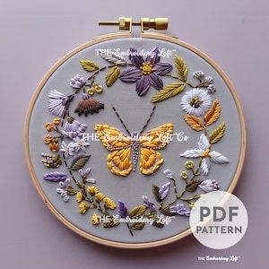 Aesthetic Butterfly Hand Embroidery Pattern, Butterfly Pattern, Summer Butterfly Pattern, Hand Embroidery Pattern PDF, Instant Download