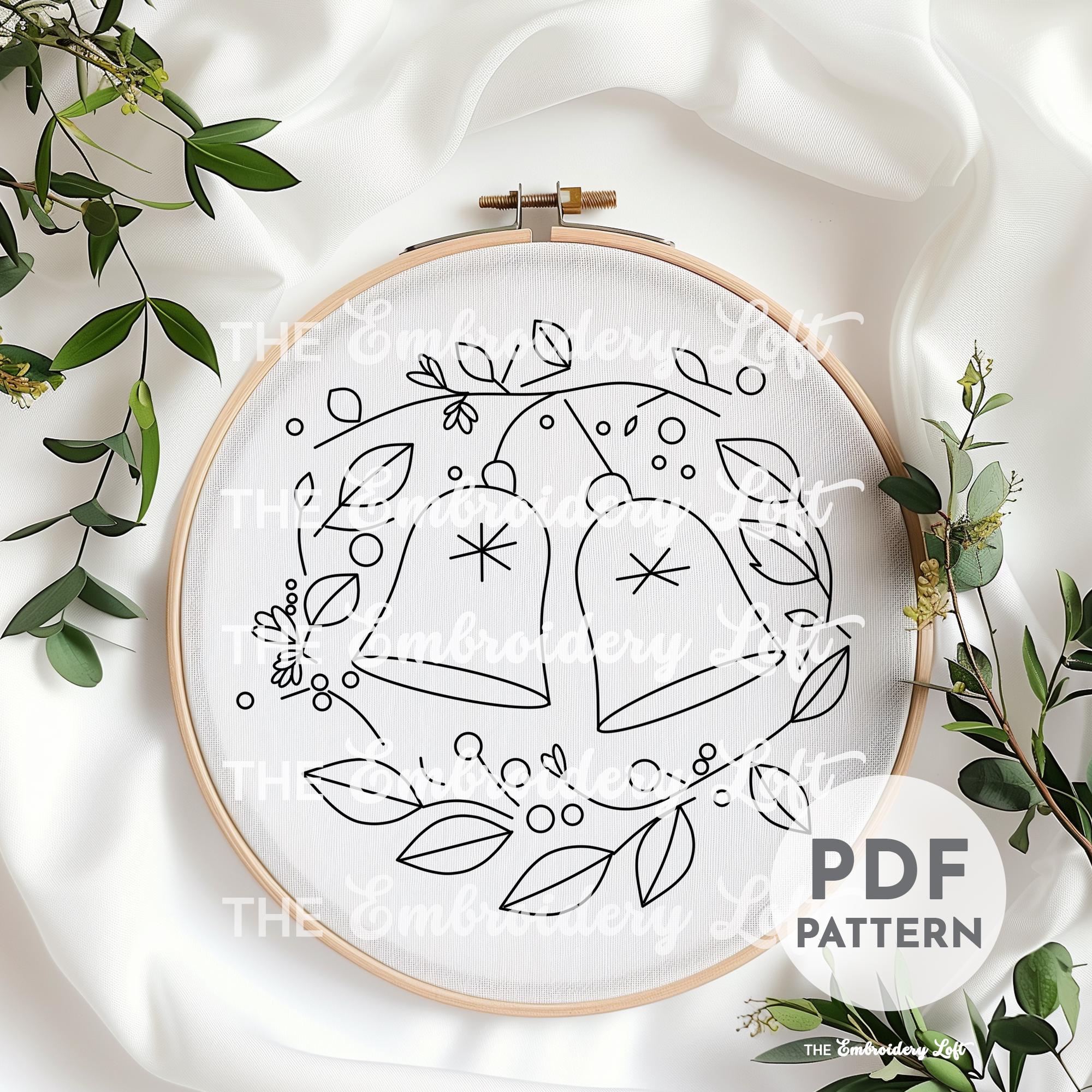 White Bells Hand Embroidery Pattern, Church Bells Pattern, Wedding ...
