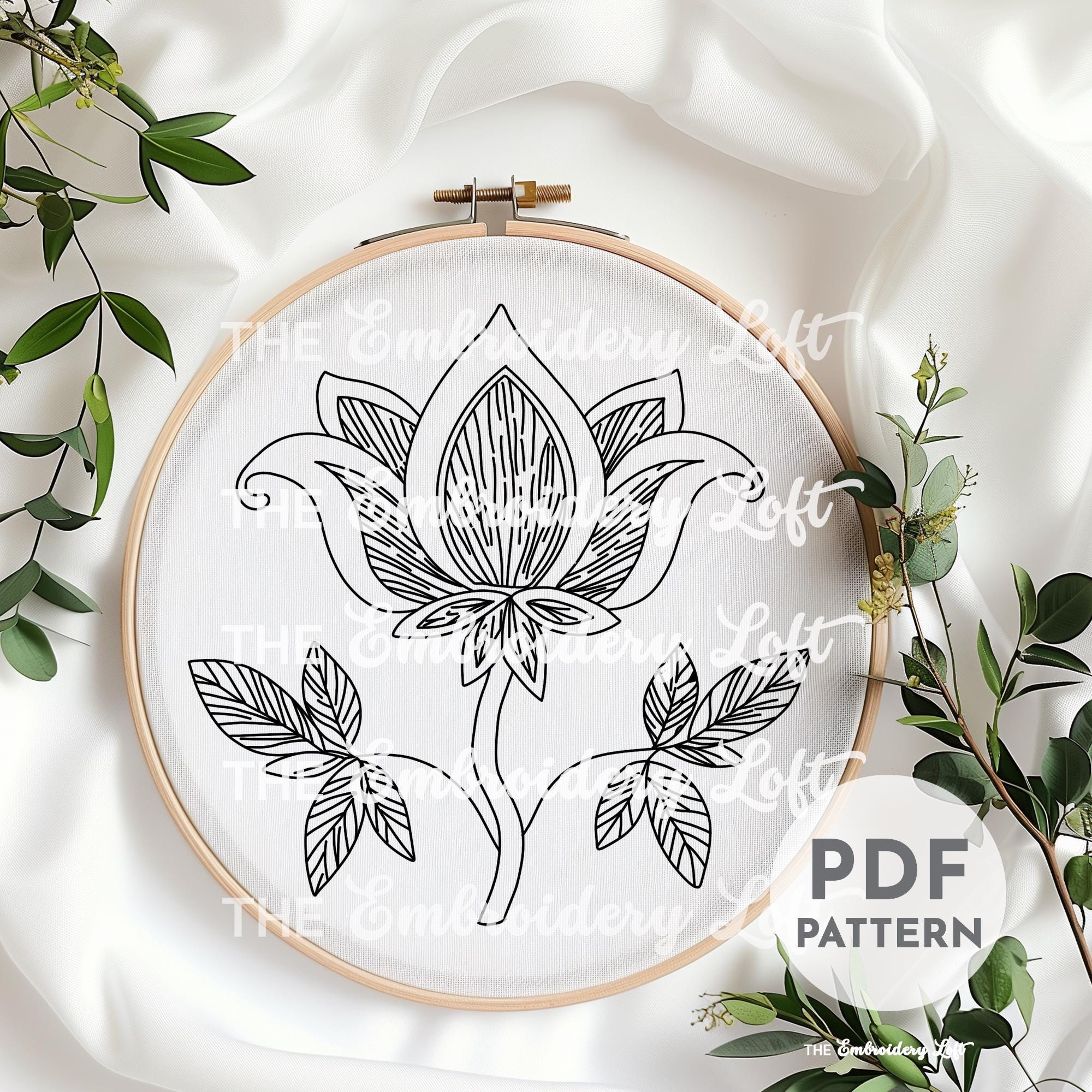 Gothic Flower Hand Embroidery Pattern, Witchy Embroidery Pattern