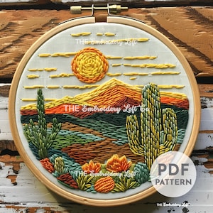 Desert Landscape Hand Embroidery Pattern, Desert Embroidery Pattern, Boho Embroidery, Summer Pattern, Hand Embroidery Pattern PDF, DIY
