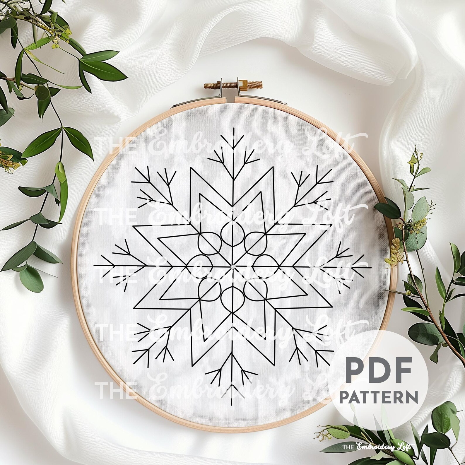 Winter Snowflake Hand Embroidery Pattern, Christmas Embroidery Pattern ...