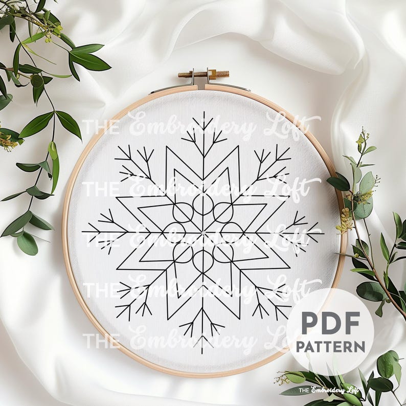 Winter Snowflake Hand Embroidery Pattern, Christmas Embroidery Pattern ...