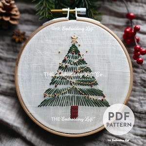 Minimalistische Weihnachtsbaum Handstickerei Anleitung, DIY Weihnachtsbaum Ornament, Weihnachtsstickerei Anleitung, PDF Anleitung