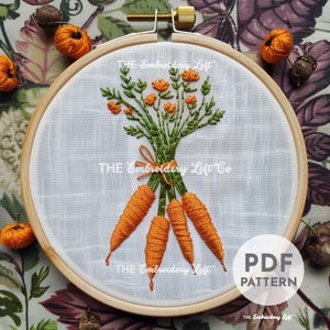 Bunch of Carrots Hand Embroidery Pattern, Carrots Pattern, Garden Embroidery, Easter Design, Hand Embroidery, Hand Embroidery PDF, Beginner