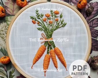 Bunch of Carrots Hand Embroidery Pattern, Carrots Pattern, Garden Embroidery, Easter Design, Hand Embroidery, Hand Embroidery PDF, Beginner