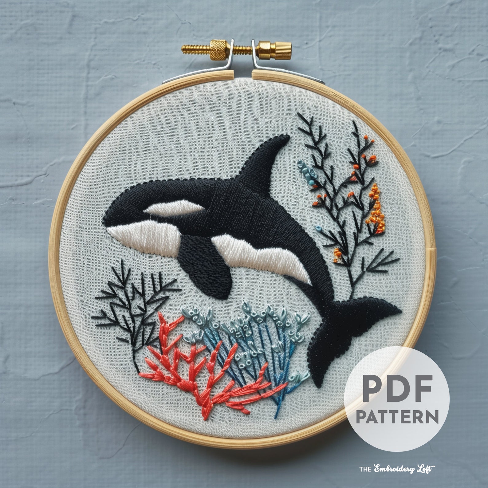 Orca Hand Embroidery Pattern, Orca Pattern, Ocean Pattern, Hand ...