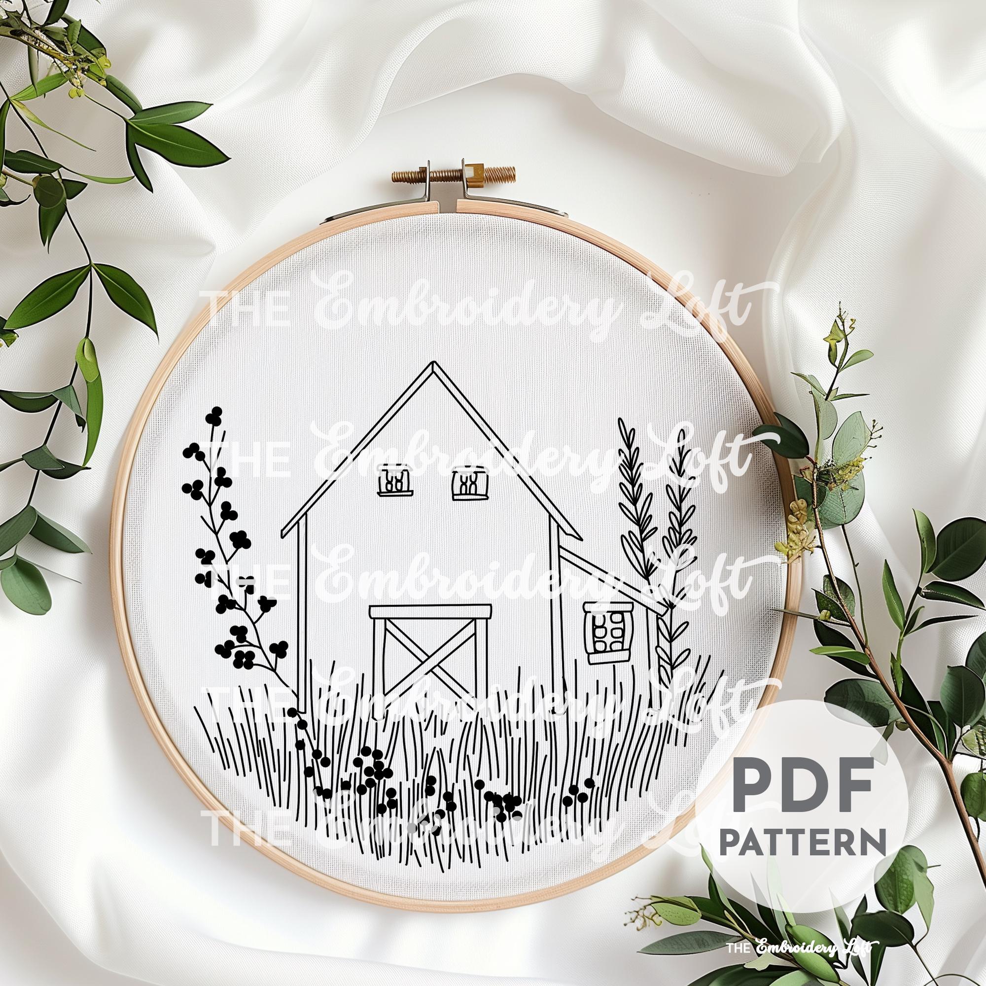 Autumn Barn Hand Embroidery Pattern, Farmhouse Pattern, Farm Life ...