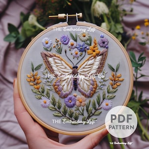 Aesthetic Butterfly Hand Embroidery Pattern, Butterfly Pattern, Spring Butterfly, Hand Embroidery Pattern PDF, Instant Download
