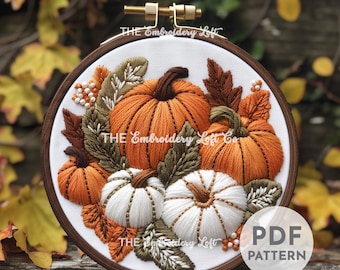 Pumpkin Patch Hand Embroidery Pattern, Pumpkin Pattern, Thanksgiving, Autumn Pattern, Hand Embroidery Pattern PDF, Beginner Embroidery, DIY