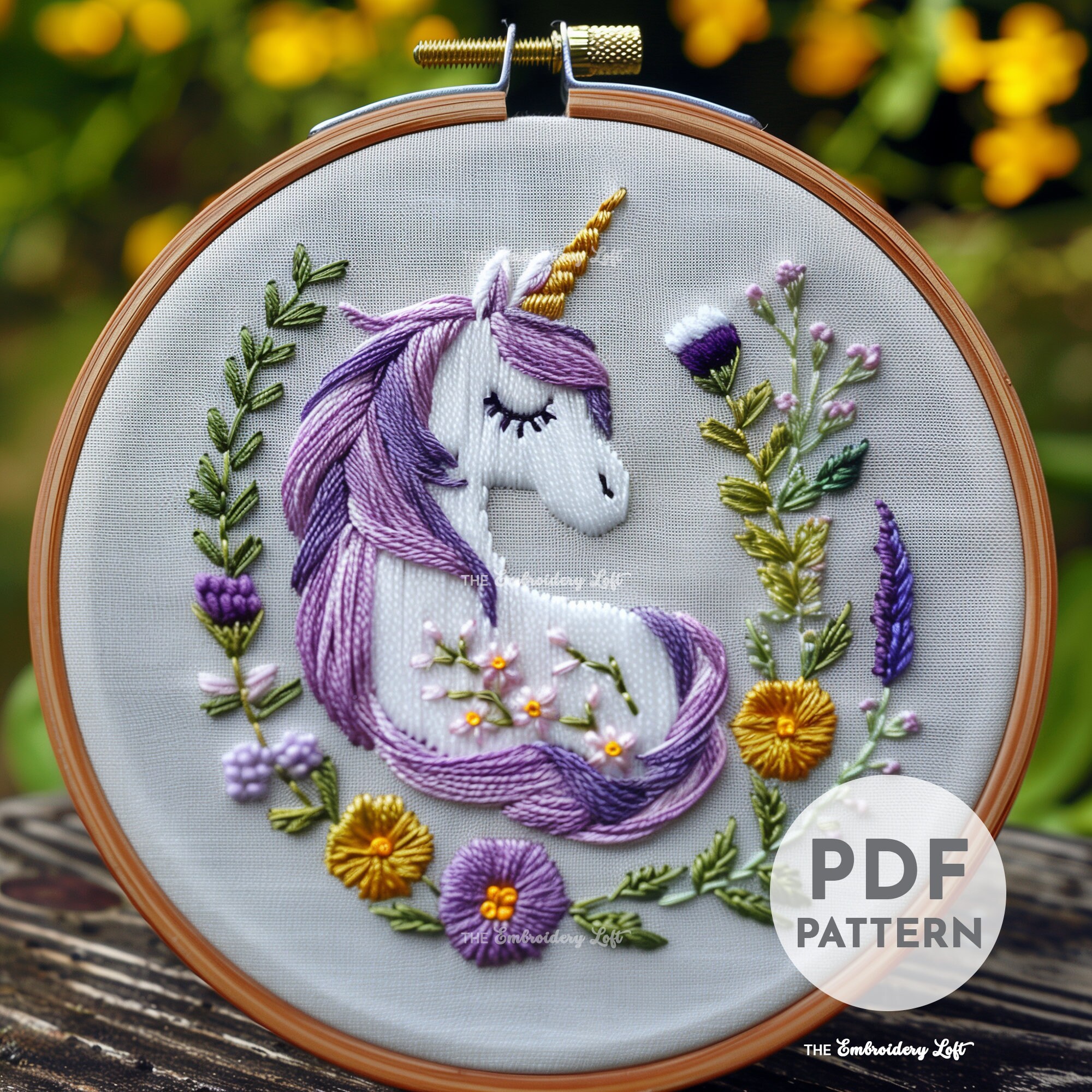 Purple Unicorn Hand Embroidery Pattern, Unicorn Embroidery Pattern ...