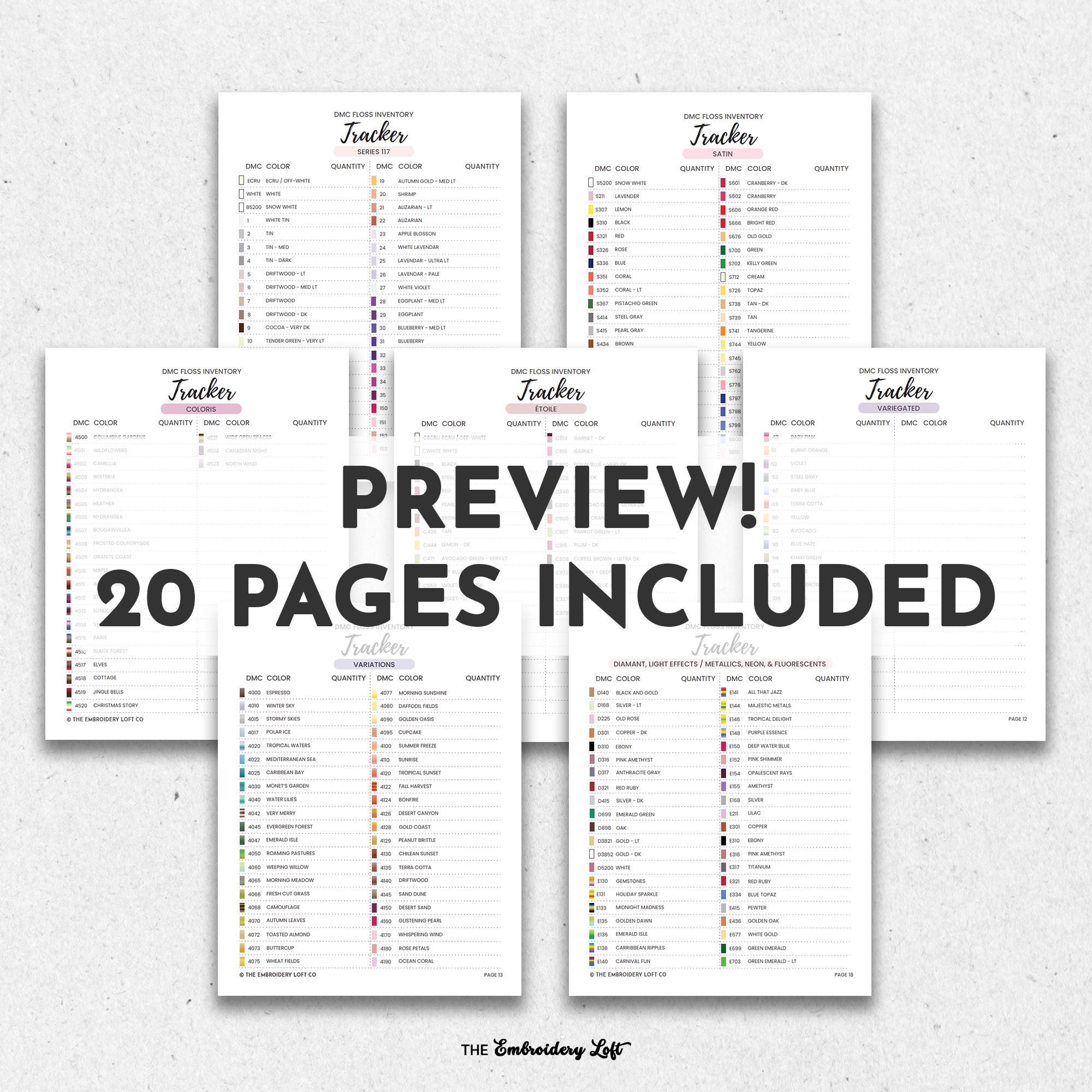 Printable DMC Color Inventory Tracker, Digital DMC Thread Chart ...