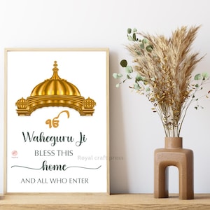 Waheguru Bless this home, Sikh House Warming Gift, Sikh Poster, Punjabi Sikh Prayer, Religious Art, Instant Download, Diwali Gift,Home decor
