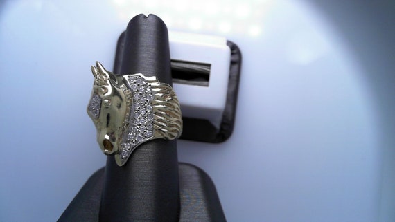18 Karat Horse Head ring with 5.2ctw in diamonds … - image 3