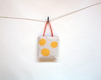 Recycled Sail Summer Tote - Yellow polka dots