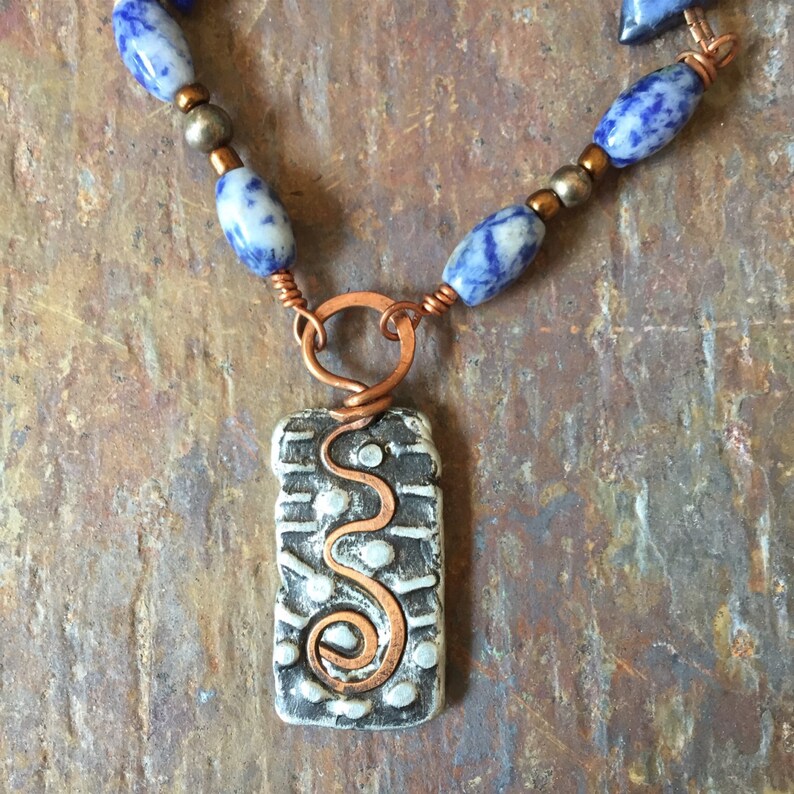 Hand Cast Pewter and Copper Pendant Necklace Etsy