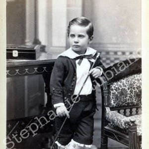 DIGITAL DOWNLOAD Antique Cabinet Card Photograph Dapper Boy With Walking Stick Printable Image