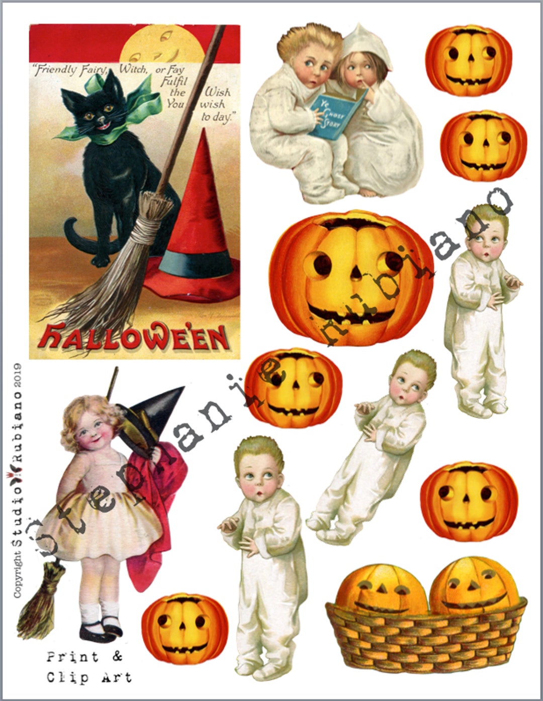 Great Pumpkin Halloween Printable Design Collage Sheet Journal Digital ...